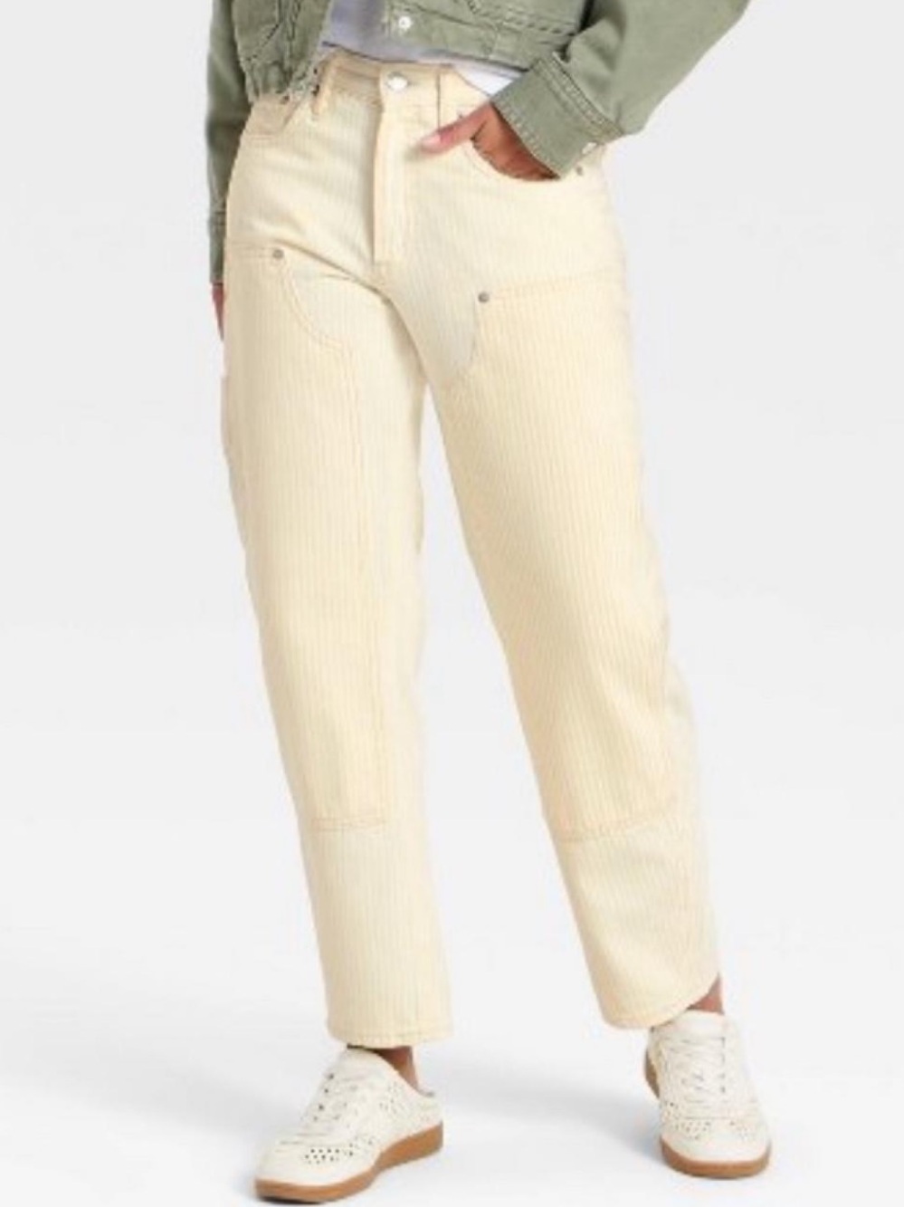 High-Rise Cream/ Yellow Striped Jeans